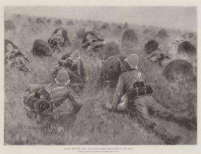 Playing the Boer Game, the British Soldier taking Cover on the Veldt by Henry Charles Seppings Wright